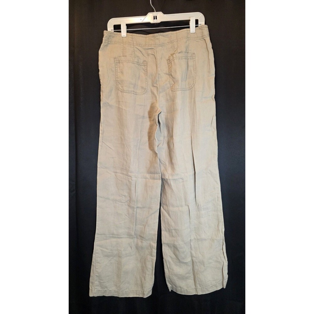 Chico's Linen Pants Size 0 US 4 Small Light Brown Wide Leg Coastal Beach Casual - Picture 8 of 11
